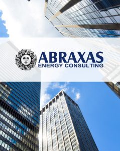 Abraxas logo over image of skyscrapers