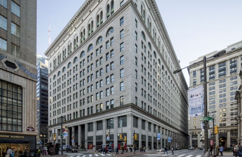 This photo depicts the exterior of the Wanamaker Building in Center City Philadelphia, PA