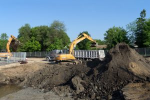 Excavation and soil remediation work at a New Jersey site under LSRP oversight to ensure NJDEP compliance and environmental safety.